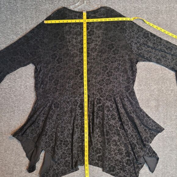 La Vanya Top Womens 3X Black Floral Mesh Babydoll Dark Fairy Bell Sleeve NEW - Picture 5 of 9